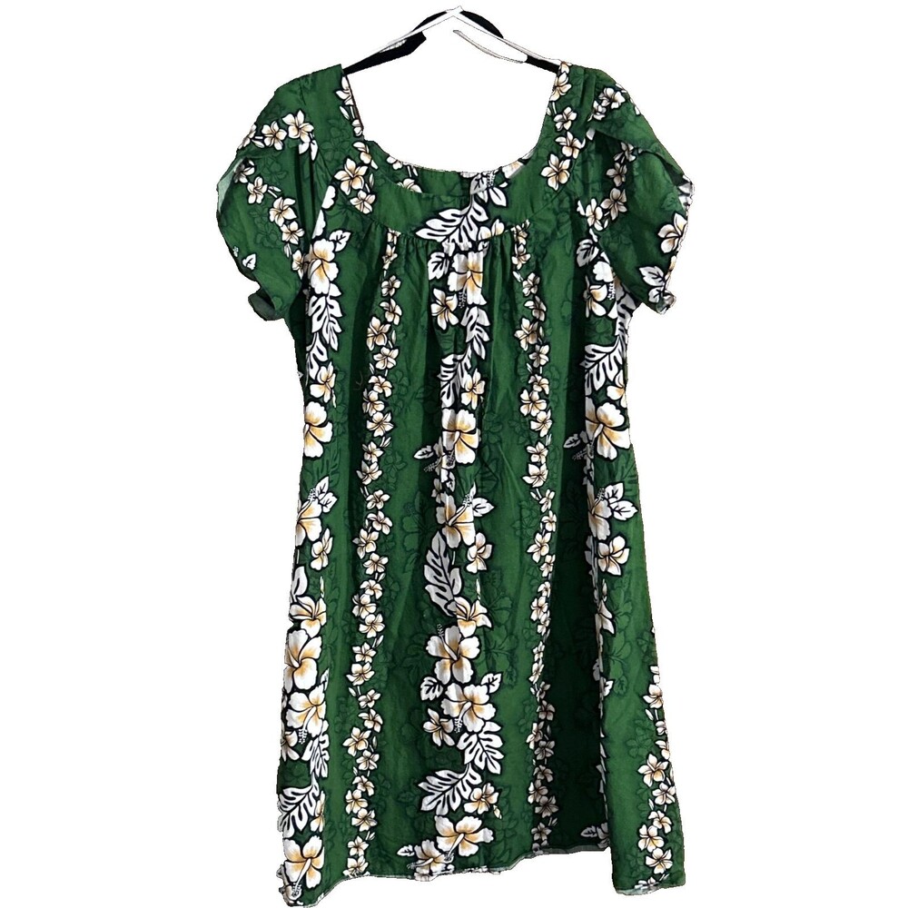 Aloha Mo'i Hawaii Women's sz 4X Green Tropical Hawaiian Floral Pattern